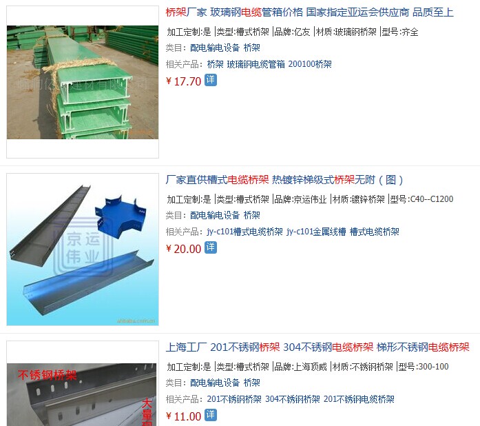 电缆桥架价格动态